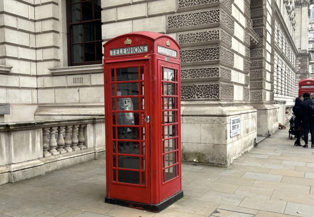 red phone booth in london street